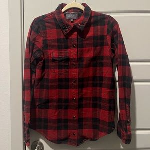 PJK Patterson J Kincaid Plaid Embellished Button
Down Top